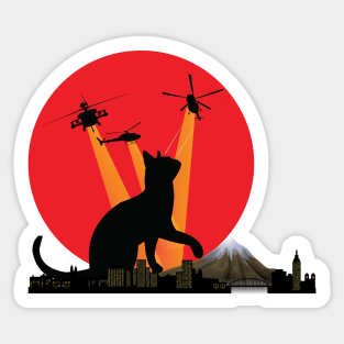 Cat Kitty Lover Funny Catzilla Japanese Monster Sticker